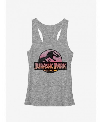 Jurassic Park Grey Sunset Logo Girls Tank Top $8.70 Tops