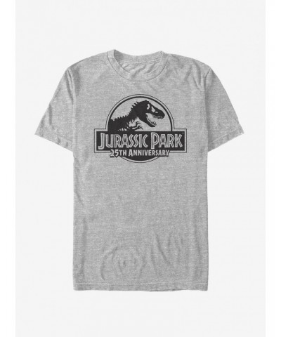 Jurassic Park Grey Classic 25th Anniversary Logo T-Shirt $8.22 T-Shirts
